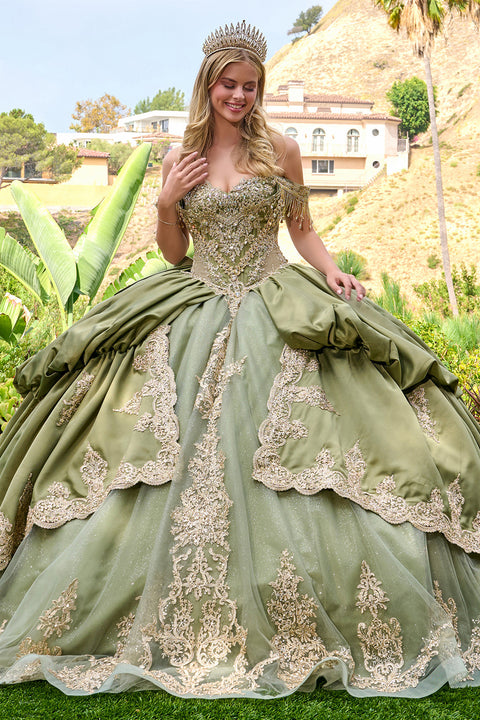 Elizabeth K GL3810 Satin Off Shoulder Ball Quinceañera Dress