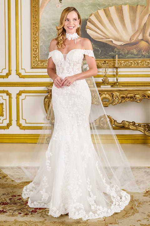 GLS Gloria GL3825 Fitted Off Shoulder Wedding Dress