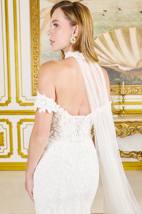 GLS Gloria GL3825 Fitted Off Shoulder Wedding Dress
