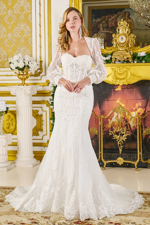 GLS Gloria GL3826 Strapless Bolero Wedding Dress