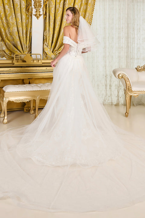 GLS Gloria GL3827 Off Shoulder Overskirt Wedding Dress