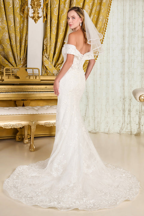 GLS Gloria GL3827 Off Shoulder Overskirt Wedding Dress