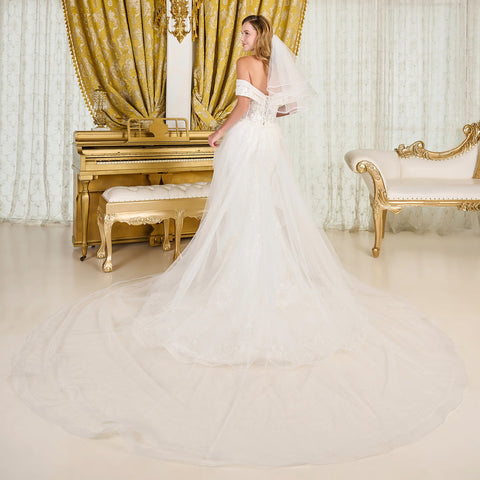 GLS Gloria GL3827 Off Shoulder Overskirt Wedding Dress