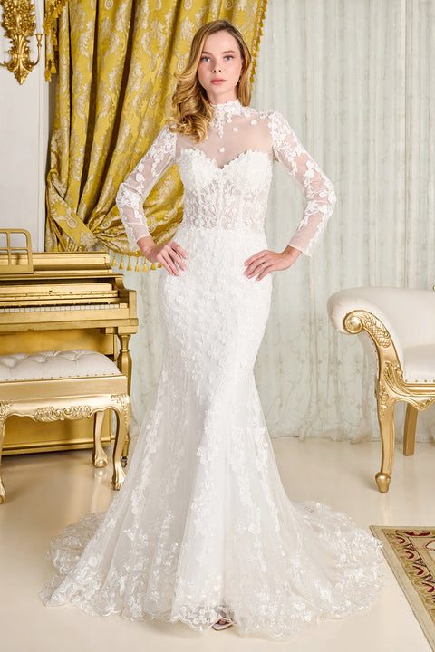 GLS Gloria GL3830 Strapless Long Sleeve Wedding Dress