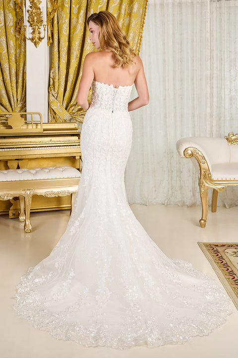GLS Gloria GL3830 Strapless Long Sleeve Wedding Dress