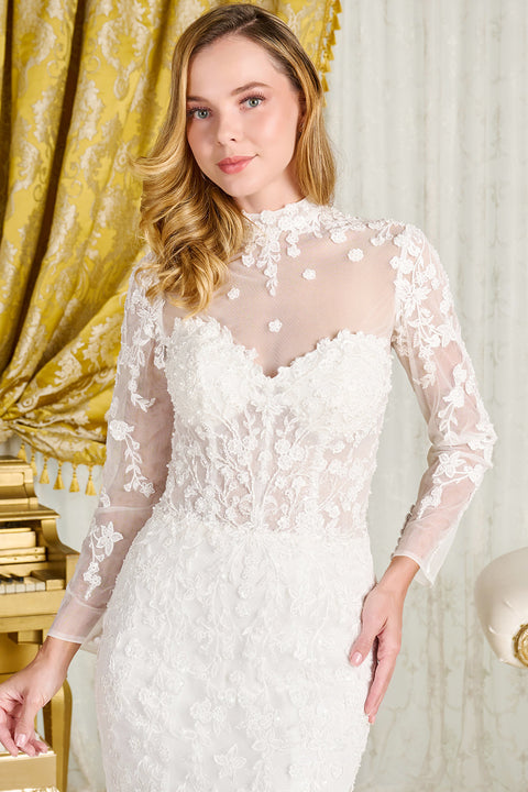 GLS Gloria GL3830 Strapless Long Sleeve Wedding Dress
