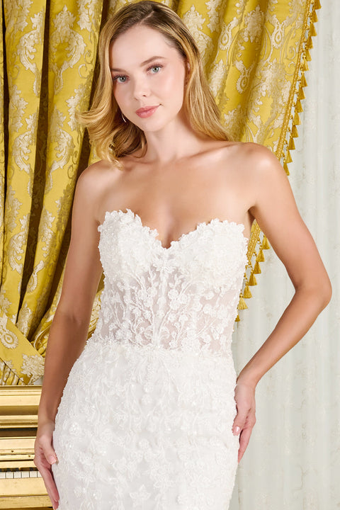 GLS Gloria GL3830 Strapless Long Sleeve Wedding Dress