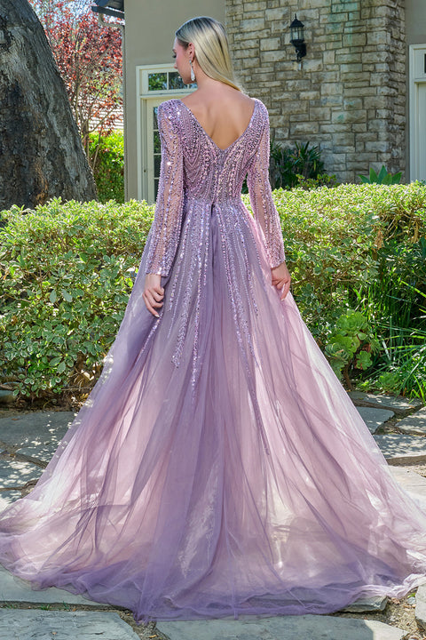 GLS Gloria GL3832 Long Sleeve Overskirt Mother of the Bride Dress