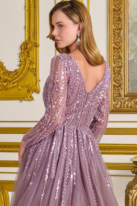 GLS Gloria GL3832 Long Sleeve Overskirt Mother of the Bride Dress