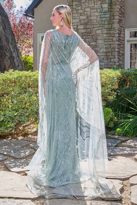 GLS Gloria GL3835 Beaded Fitted Capelet Mother of the Bride Dress