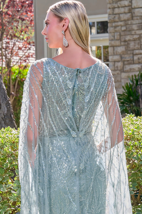 GLS Gloria GL3835 Beaded Fitted Capelet Mother of the Bride Dress