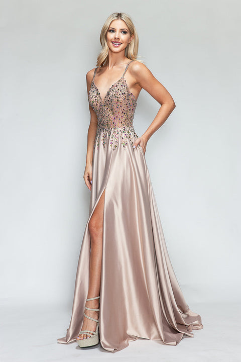 Slit Prom Long Formal Dress Lenovia 8331