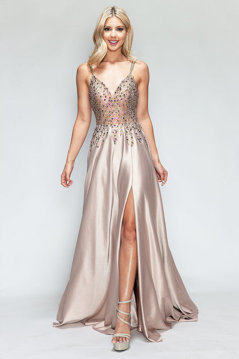 Slit Prom Long Formal Dress Lenovia 8331