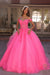 Nox Anabel Off-Shoulder Corset Ball Gown with Appliqué H1349