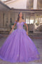 Nox Anabel Off-Shoulder Corset Ball Gown with Appliqué H1349