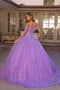 Nox Anabel Off-Shoulder Corset Ball Gown with Appliqué H1349