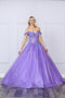 Nox Anabel Off-Shoulder Corset Ball Gown with Appliqué H1349