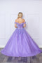 Nox Anabel Off-Shoulder Corset Ball Gown with Appliqué H1349