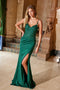 Nox Anabel H1667 Shimmering Glitter Satin Sleeveless Gown with Slit
