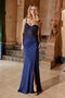 Nox Anabel H1667 Shimmering Glitter Satin Sleeveless Gown with Slit