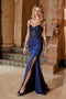 Nox Anabel H1667 Shimmering Glitter Satin Sleeveless Gown with Slit