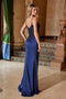 Nox Anabel H1667 Shimmering Glitter Satin Sleeveless Gown with Slit
