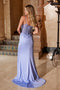 Nox Anabel H1670 Sparkling Appliqué Satin V-Neck Gown with Slit