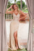 Nox Anabel H1683 Radiant Appliqué Satin V-Neck Gown with Slit