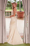 Nox Anabel H1683 Radiant Appliqué Satin V-Neck Gown with Slit