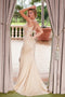 Nox Anabel H1683 Radiant Appliqué Satin V-Neck Gown with Slit