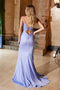Nox Anabel H1683 Radiant Appliqué Satin V-Neck Gown with Slit