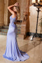 Nox Anabel H1683 Radiant Appliqué Satin V-Neck Gown with Slit
