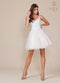 White Sleeveless Short Dress with Appliqué by Nox Anabel H846W