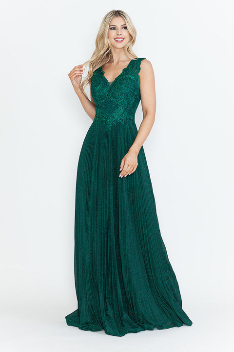 Pleated Long Formal Mother of the Bride Dress Lenovia 8341