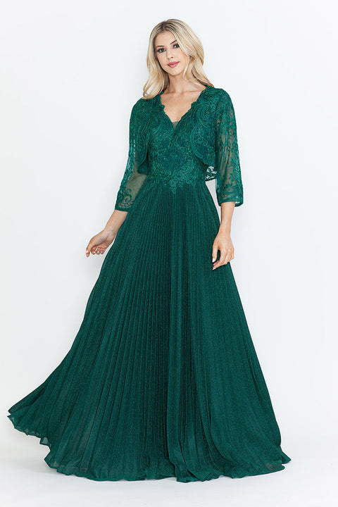 Pleated Long Formal Mother of the Bride Dress Lenovia 8341