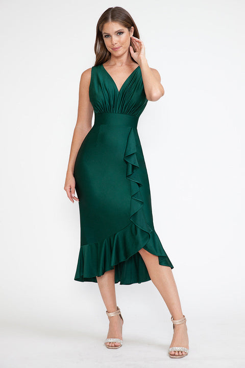 Midi Short Cocktail Ruffle Dress Lenovia 5280
