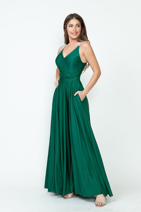 A Line Formal Slit Long Prom Dress Lenovia 5275