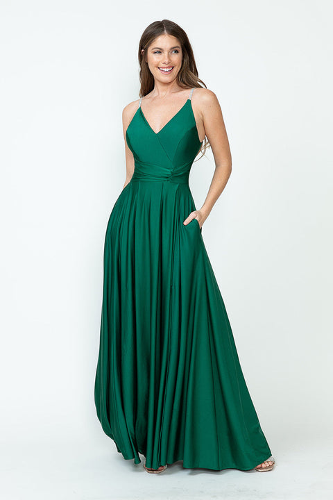 A Line Formal Slit Long Prom Dress Lenovia 5275