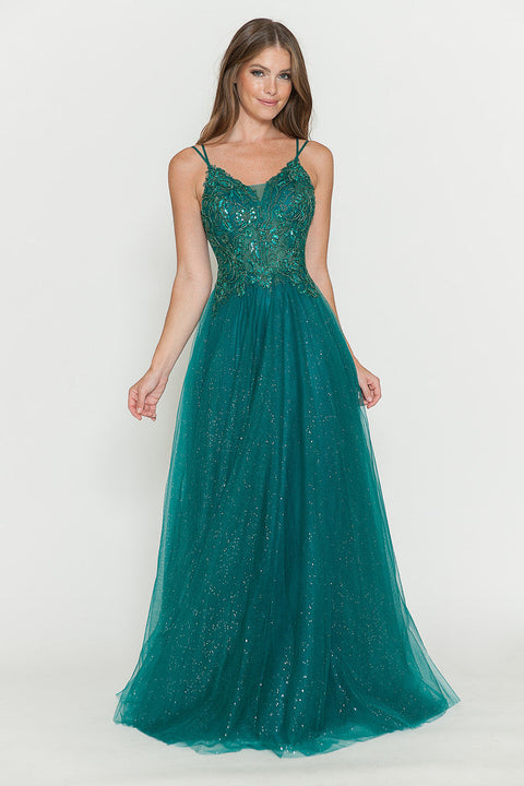 Long Beaded Sequin Formal Prom Dress Lenovia 8183