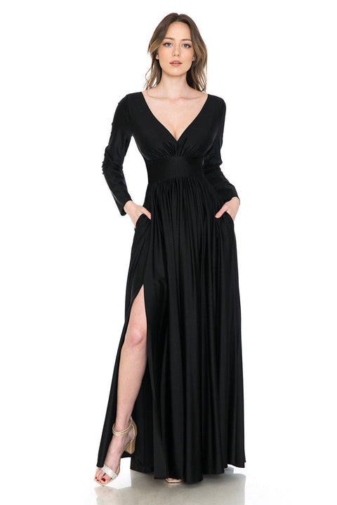 Long Sleeve A Line Formal Dress Lenovia 5231