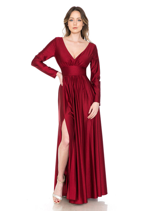 Long Sleeve A Line Formal Dress Lenovia 5231