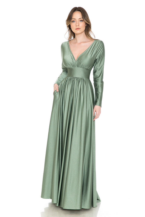 Long Sleeve A Line Formal Dress Lenovia 5231