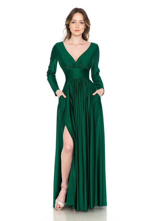 Long Sleeve A Line Formal Dress Lenovia 5231