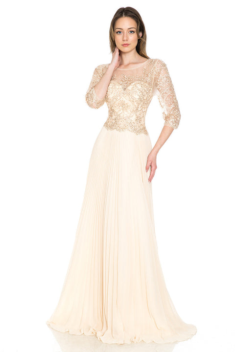 Pleated Long Formal Mother of the Bride Dress Lenovia 8145