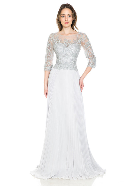 Pleated Long Formal Mother of the Bride Dress Lenovia 8145