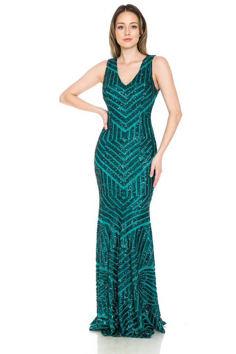 Long Mermaid Formal Sequin Dress Lenovia 5150
