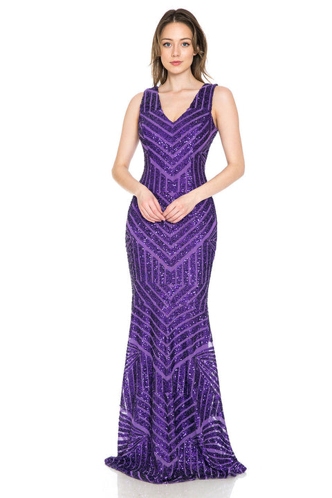 Long Mermaid Formal Sequin Dress Lenovia 5150