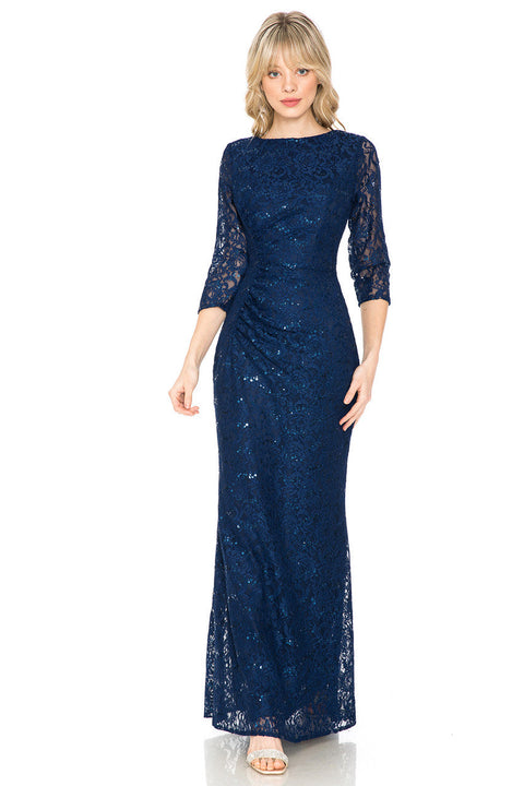 Long Sequin Formal Lace Mother of the Bride Dress Lenovia 5239