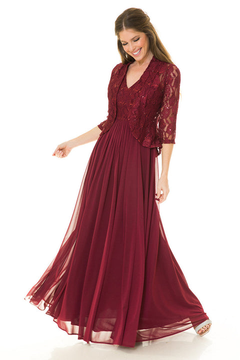 Long Formal Glitter Lace Mother of the Bride Dress Lenovia 5237