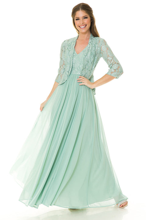 Long Formal Glitter Lace Mother of the Bride Dress Lenovia 5237